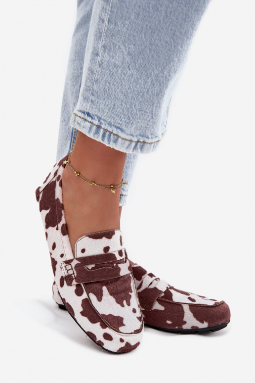 mokasíny Dámské mokasíny Ploché botyŁaty hnědá-bílé Soreline mokasíny Dámské mokasíny Ploché botyŁaty hnědá-bílé Soreline