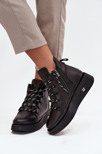 Dřeváky  s platformou zateplené Artiker 55C0809 Černé 2