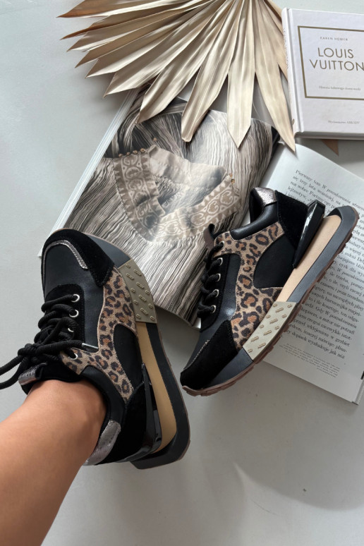 Tenisky  s platformou se vzory leopardí kožešiny Artiker 55C0134 Černé  Tenisky  s platformou se vzory leopardí kožešiny Artiker 55C0134 Černé