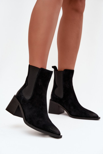 ze semiše Kovbojské boty se zateplením uvnitř Artiker 57C0049 Černé