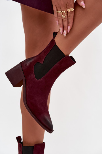 ze semiše Kovbojské boty se zateplením uvnitř Artiker 57C0048 vínová 2