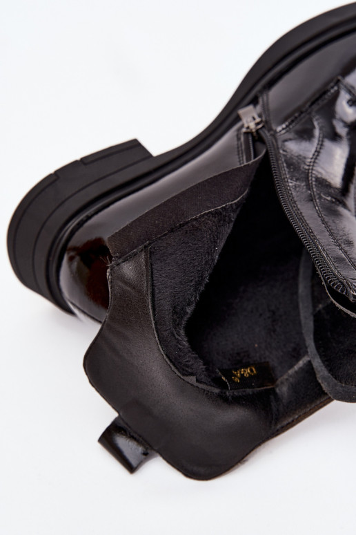 s efektem laku Dámské podpatky Z Naturalnej Skóry D&A MR52-108 Černé