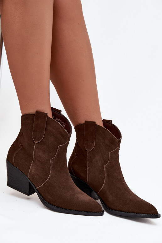 Slip-on vzor Boty v kovbojském stylu  Z Naturalnego Zamszu Czekoladowe Beretta Slip-on vzor Boty v kovbojském stylu  Z Naturalnego Zamszu Czekoladowe Beretta
