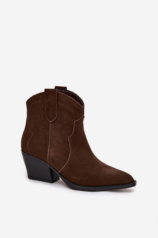Slip-on vzor Boty v kovbojském stylu  Z Naturalnego Zamszu Czekoladowe Beretta Slip-on vzor Boty v kovbojském stylu  Z Naturalnego Zamszu Czekoladowe Beretta
