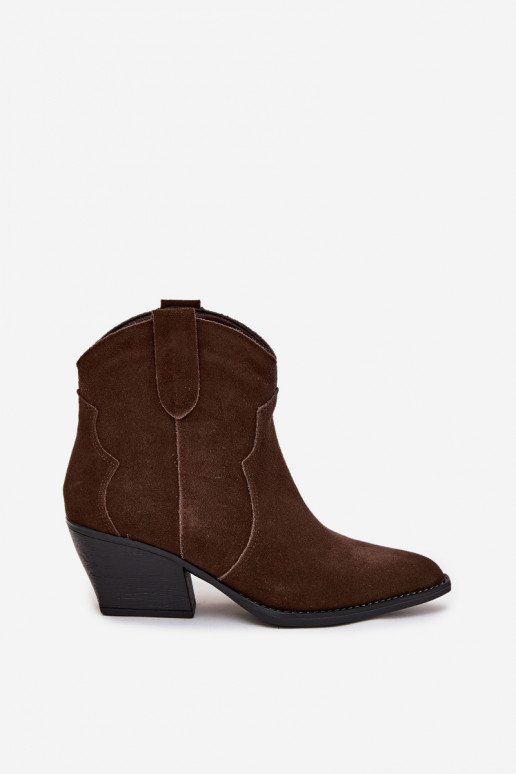 Slip-on vzor Boty v kovbojském stylu  Z Naturalnego Zamszu Czekoladowe Beretta Slip-on vzor Boty v kovbojském stylu  Z Naturalnego Zamszu Czekoladowe Beretta