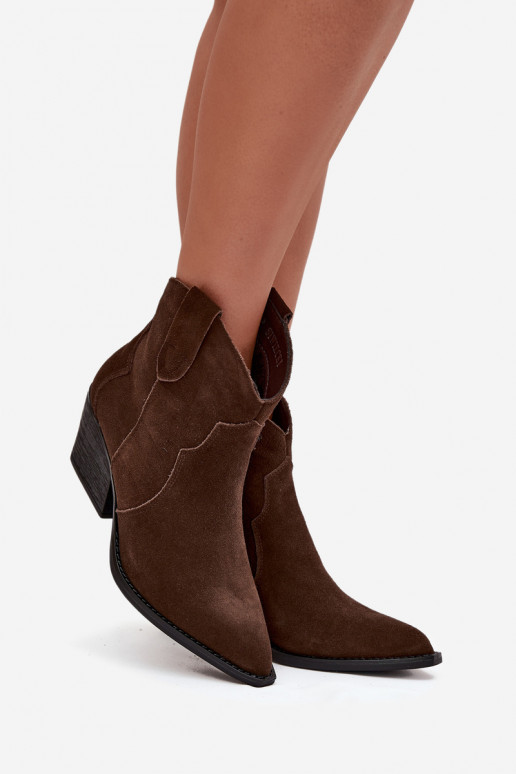 Slip-on vzor Boty v kovbojském stylu  Z Naturalnego Zamszu Czekoladowe Beretta Slip-on vzor Boty v kovbojském stylu  Z Naturalnego Zamszu Czekoladowe Beretta