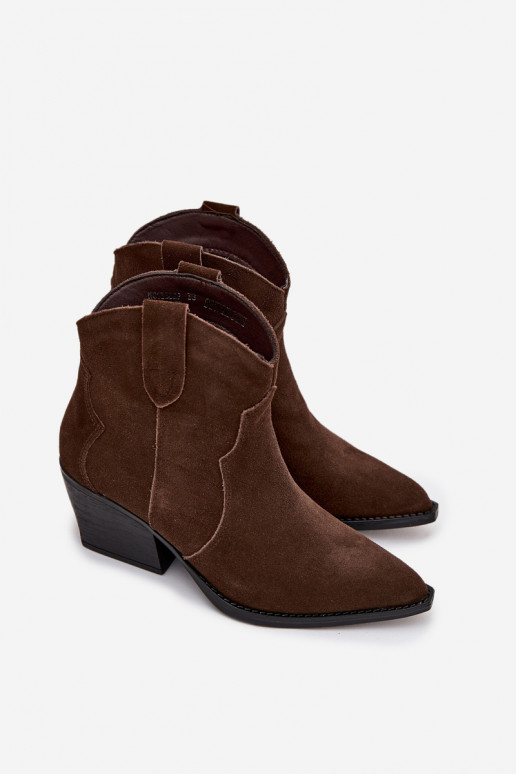 Slip-on vzor Boty v kovbojském stylu  Z Naturalnego Zamszu Czekoladowe Beretta Slip-on vzor Boty v kovbojském stylu  Z Naturalnego Zamszu Czekoladowe Beretta