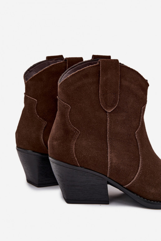 Slip-on vzor Boty v kovbojském stylu  Z Naturalnego Zamszu Czekoladowe Beretta Slip-on vzor Boty v kovbojském stylu  Z Naturalnego Zamszu Czekoladowe Beretta