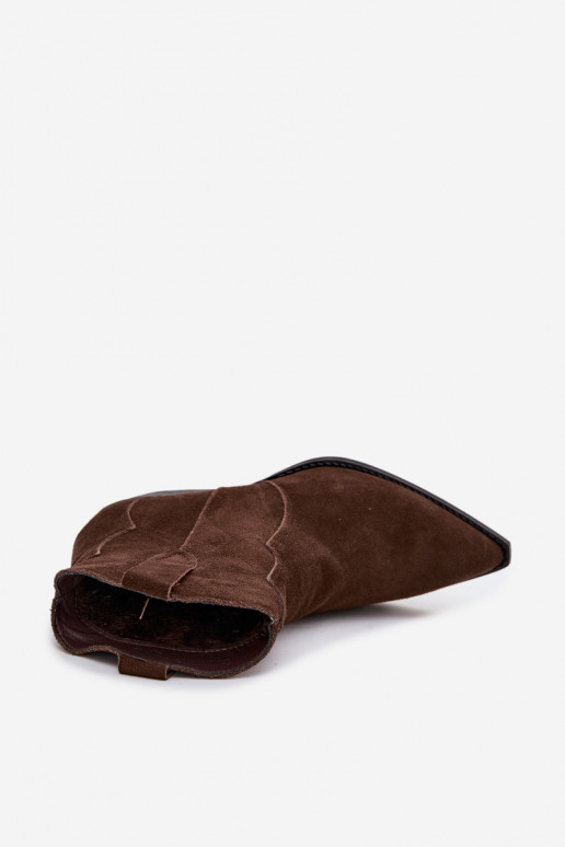 Slip-on vzor Boty v kovbojském stylu  Z Naturalnego Zamszu Czekoladowe Beretta Slip-on vzor Boty v kovbojském stylu  Z Naturalnego Zamszu Czekoladowe Beretta