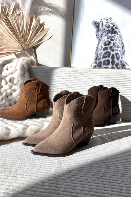 Slip-on vzor Boty v kovbojském stylu  Z Naturalnego Zamszu Czekoladowe Beretta Slip-on vzor Boty v kovbojském stylu  Z Naturalnego Zamszu Czekoladowe Beretta