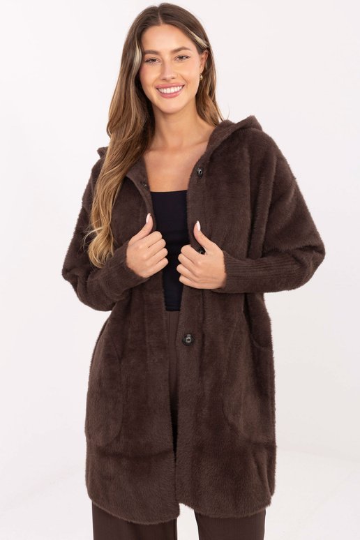 Kabát tmavě hnědé barvy