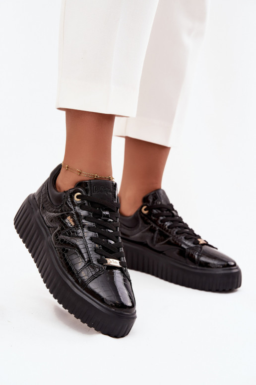 s efektem laku Tenisky  s platformou Lee Cooper LCJ-25-09-3870 Černé