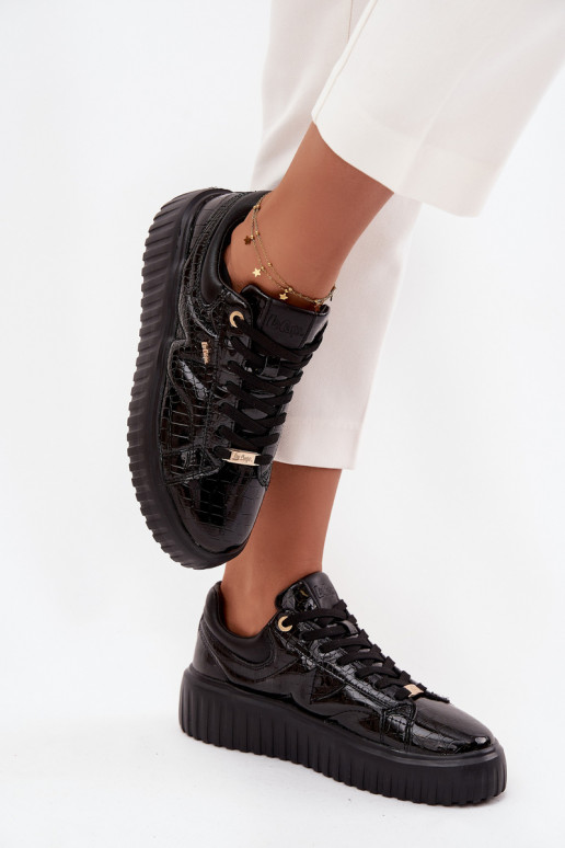 s efektem laku Tenisky  s platformou Lee Cooper LCJ-25-09-3870 Černé