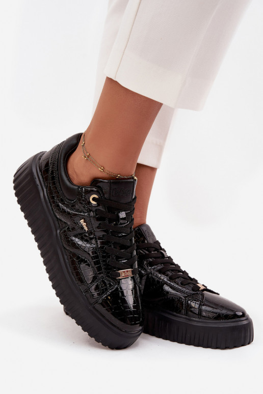 s efektem laku Tenisky  s platformou Lee Cooper LCJ-25-09-3870 Černé