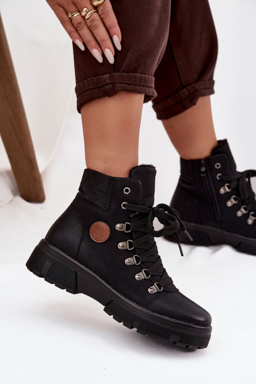 zateplené boty  s platformou Černé Zaraine