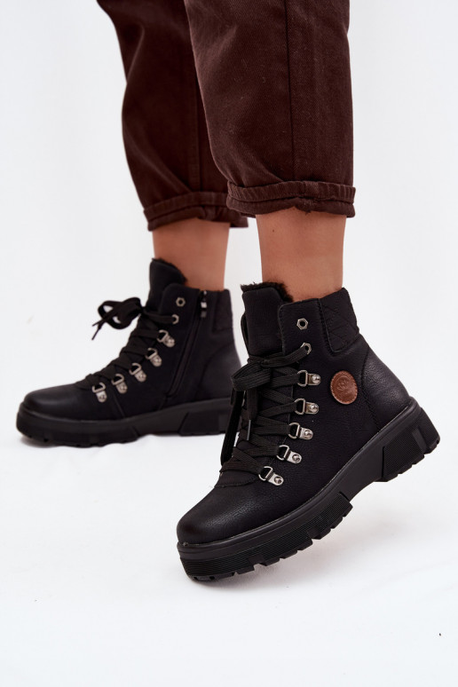 zateplené boty  s platformou Černé Zaraine