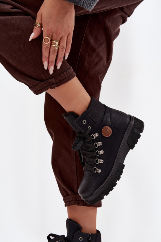 zateplené boty  s platformou Černé Zaraine