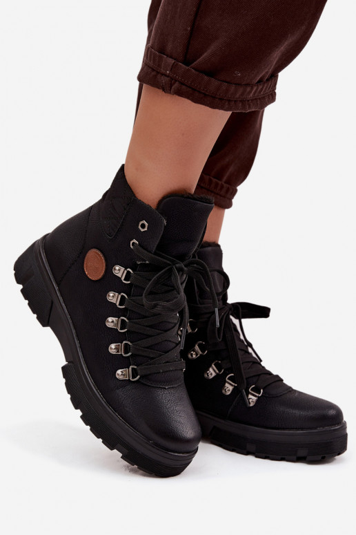 zateplené boty  s platformou Černé Zaraine