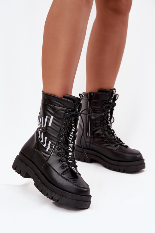 Šněrovací boty do sněhu Vinceza 23-34586 Černé