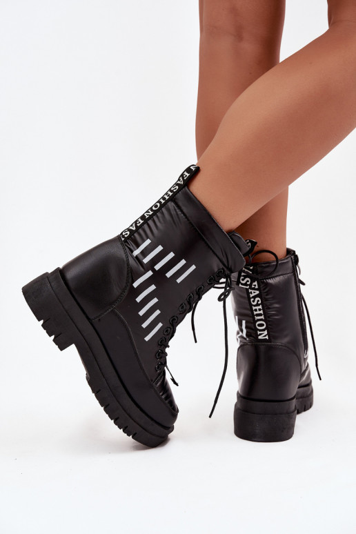 Šněrovací boty do sněhu Vinceza 23-34586 Černé