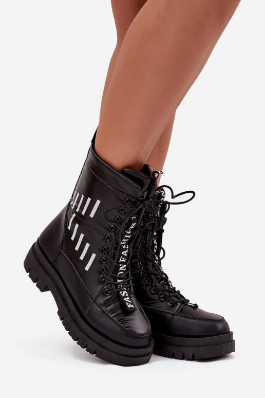 Šněrovací boty do sněhu Vinceza 23-34586 Černé