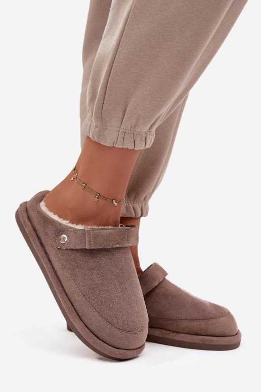 Pantofle  s popruhy zateplené s kožešinou uvnitř béžové Rilena