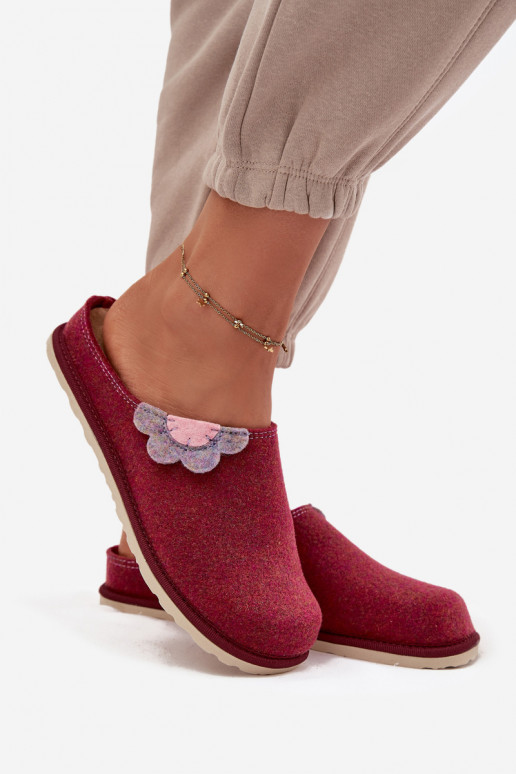 Pantofle  s květinami Inblu CS000043 vínová