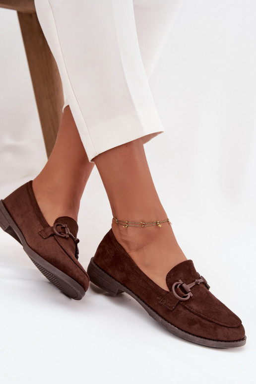 Dámské mokasíny  Detalem z eko semišeowe Czekoladowe Ambria