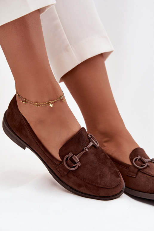 Dámské mokasíny  Detalem z eko semišeowe Czekoladowe Ambria