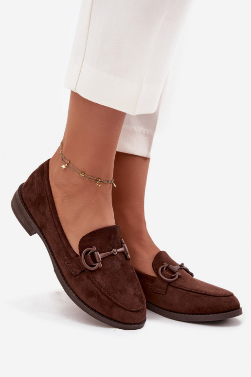 Dámské mokasíny  Detalem z eko semišeowe Czekoladowe Ambria