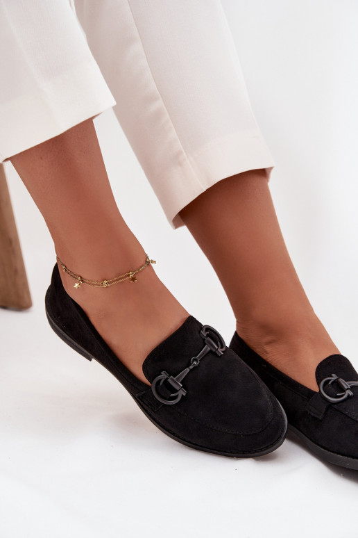 Dámské mokasíny  Detalem z eko semišeowe Černé Ambria Dámské mokasíny  Detalem z eko semišeowe Černé Ambria