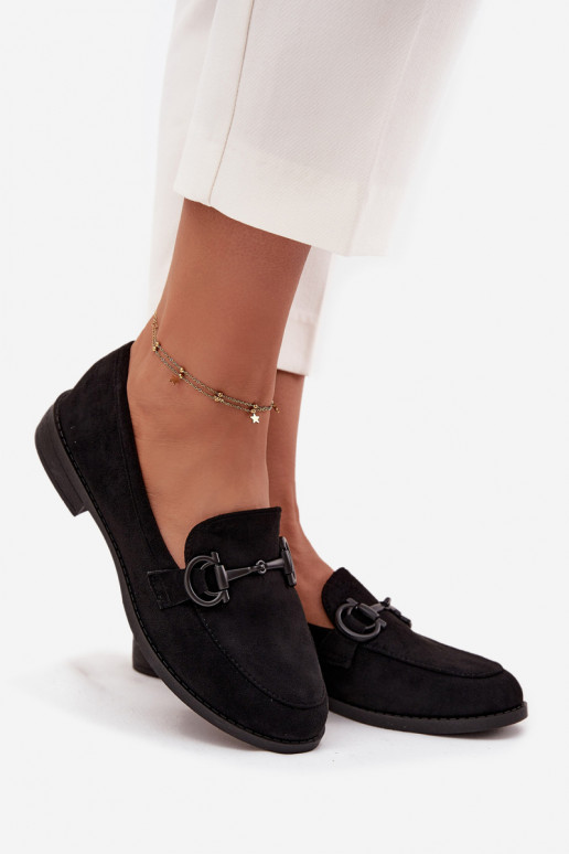 Dámské mokasíny  Detalem z eko semišeowe Černé Ambria Dámské mokasíny  Detalem z eko semišeowe Černé Ambria