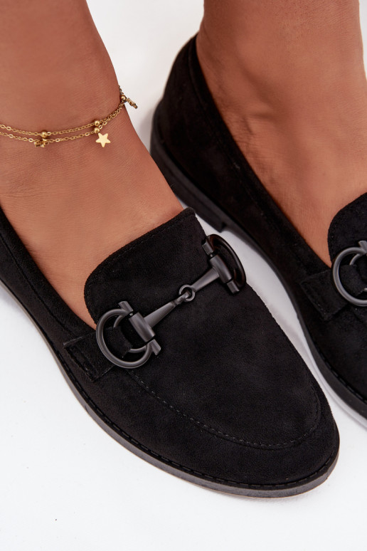 Dámské mokasíny  Detalem z eko semišeowe Černé Ambria Dámské mokasíny  Detalem z eko semišeowe Černé Ambria