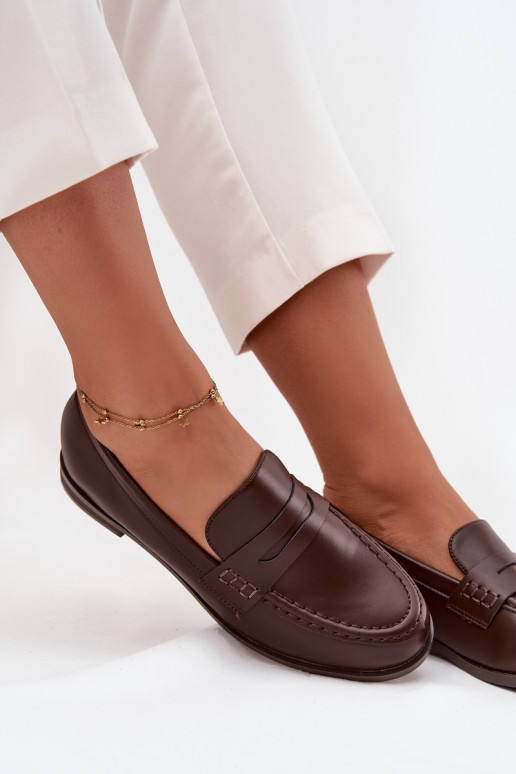 mokasíny mokasíny  z ekologické kůže Czekoladowe Bessina