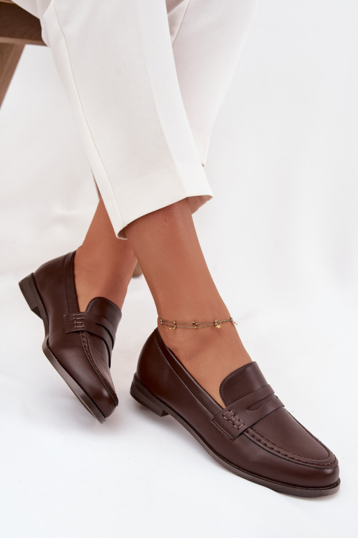 mokasíny mokasíny  z ekologické kůže Czekoladowe Bessina