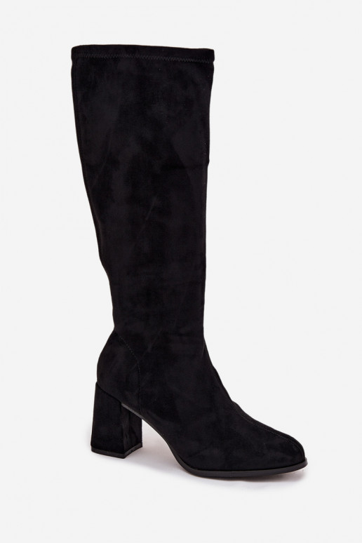 dámské dlouhé boty s podpatky Z z eko semišeu Černé Yelisse dámské dlouhé boty s podpatky Z z eko semišeu Černé Yelisse