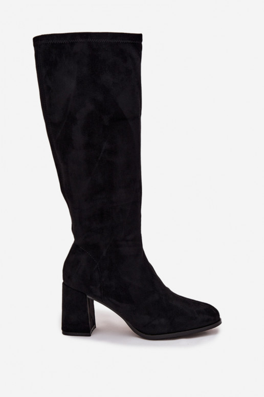 dámské dlouhé boty s podpatky Z z eko semišeu Černé Yelisse dámské dlouhé boty s podpatky Z z eko semišeu Černé Yelisse