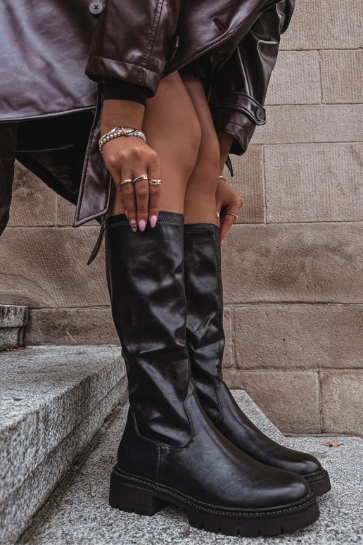 dámské dlouhé boty z ekologické kůže Černé Oceana dámské dlouhé boty z ekologické kůže Černé Oceana