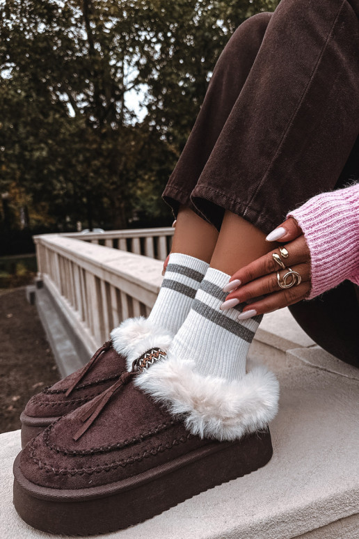 Sněhule  s kožešinou s platformou Czekoladowe Rosmira