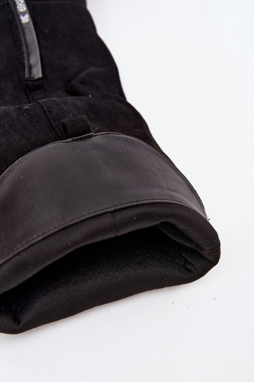 dámské dlouhé boty s podpatky Z z eko semišeu Černé Prisca