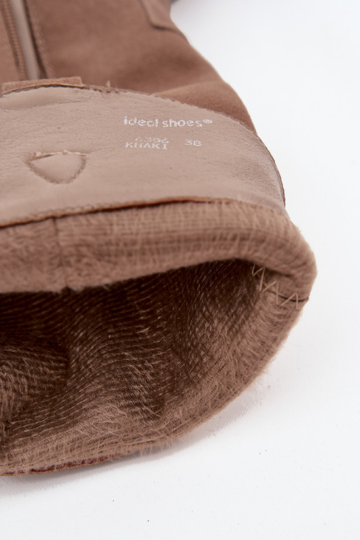  ze semiše dlouhé boty kovbojský styl  zateplené khaki Urselle