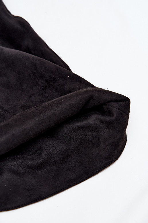 Slip-on vzor dámské dlouhé boty s tenkými podpatky Z z eko semišeu Černé Noretta