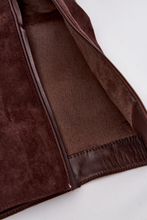 zateplené dámské dlouhé boty s přezkami Czekoladowe Umbria