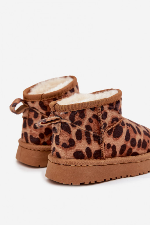 Sněhule Dětské  zateplené s kožešinou uvnitř se vzory leopardí kožešiny hnědá Mireya Sněhule Dětské  zateplené s kožešinou uvnitř se vzory leopardí kožešiny hnědá Mireya