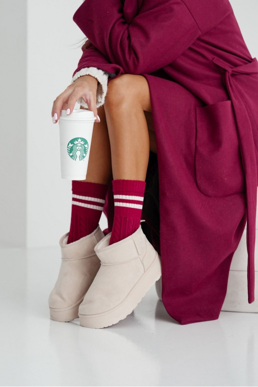 Ponožky  Warkocz s pruhy vínová