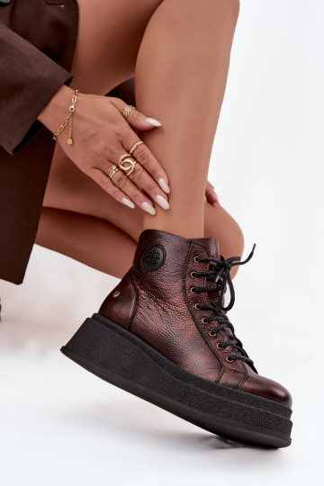 Dřeváky s platformou  06309-32 metalické barvy Brąz