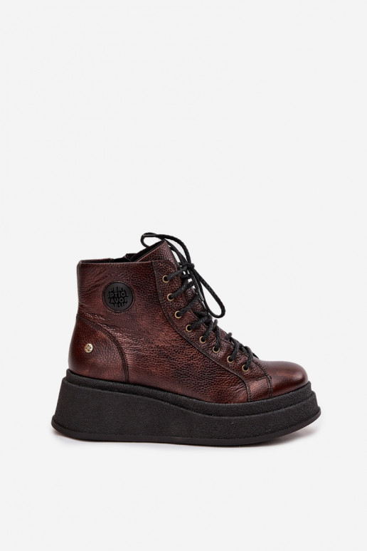 Dřeváky s platformou  06309-32 metalické barvy Brąz Dřeváky s platformou  06309-32 metalické barvy Brąz