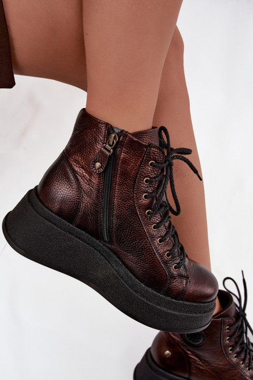 Dřeváky s platformou  06309-32 metalické barvy Brąz Dřeváky s platformou  06309-32 metalické barvy Brąz