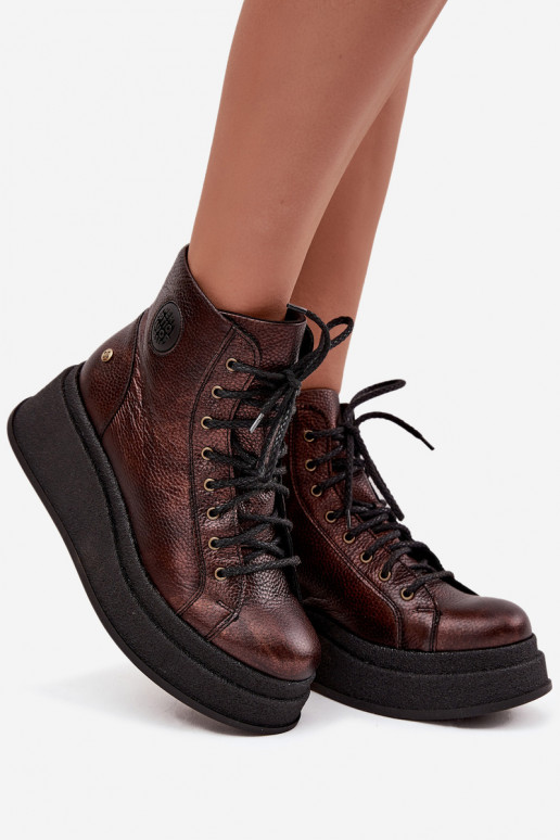 Dřeváky s platformou  06309-32 metalické barvy Brąz Dřeváky s platformou  06309-32 metalické barvy Brąz