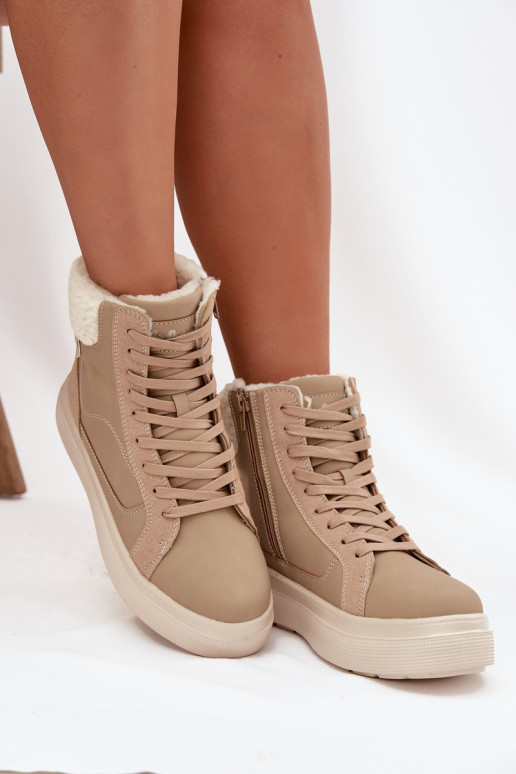 zimní boty  se zateplením Lee Cooper LCJ-25-01-3736 béžové zimní boty  se zateplením Lee Cooper LCJ-25-01-3736 béžové